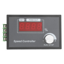 Slimme draaiknop DC-motor snelheidsregelaar PWM traploze regeling digitale encoder softstart/stop industriële automatisering verlichting