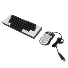 61-Key RGB Gaming Keyboard with Mouse, Wired, Black/White Frame
