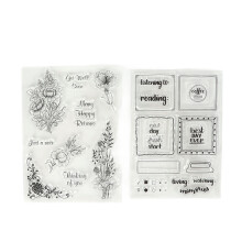DIY Paper Craft Stamps, Flower Design Clear Transparent Reusable Stamps Vintage Pattern Rubber Stamps Multipurpose for Scrapbooking and Card Making