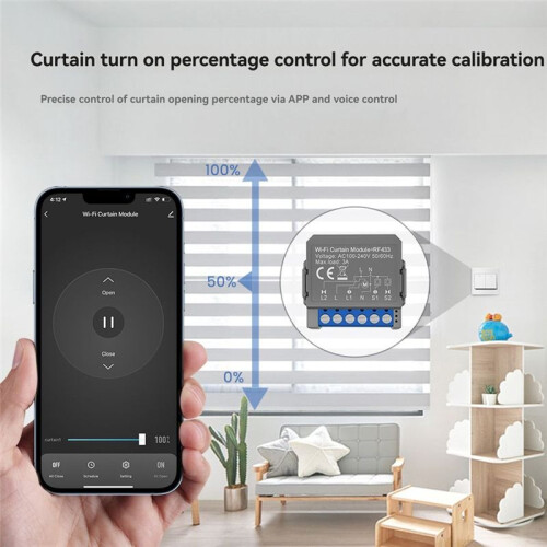 2Pcs Tuya WiFi  Curtain  Module with RF433 Remote for Roller Shutter Blinds Motor Work with Alexa Home Alice