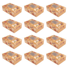Holiday Treat Containers With Christmas Tree Pattern Translucent Window Bakery Packaging Premium Kraft Paper Cookie Boxes For Christmas Cupcake Gift