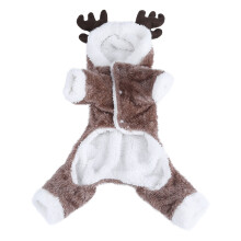 Cute Reindeer Costume Funny Pet Wig Costume Pet Winter Hoodie Festive Christmas Design Adjustable Fit For All Dogs Soft Coral Velvet Material Dog