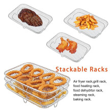 13-Piece Air Fryer Oven Set with 3-Tier Stackable Grilling Rack for Home Kitchen 19x13cm