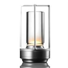 LED Table Lamp Rechargeable Night Light Bedroom Eye Protection Advanced Sense Bedside Lamp Portable Camping Lamp Silver
