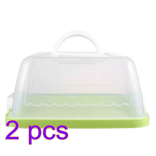 2Pcs Portable Cake Carrier Green Plastic Cake Storage Box with Handle 1