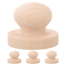 4Pcs Round Wood Stamp Handles - Comfortable DIY Khaki Stamper Grip