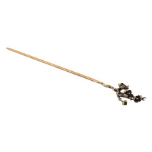 Vintage Copper Hairpin Golden Chinese Flower Hair Stick