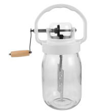 Compact Hand Powered Butter Churner Clear Glass Jar for Home Use