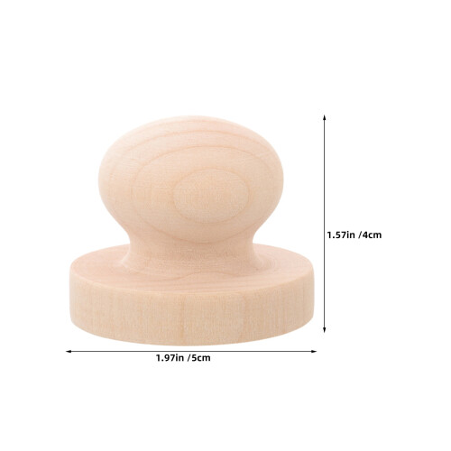 4Pcs Round Wood Stamp Handles - Comfortable DIY Khaki Stamper Grip 1