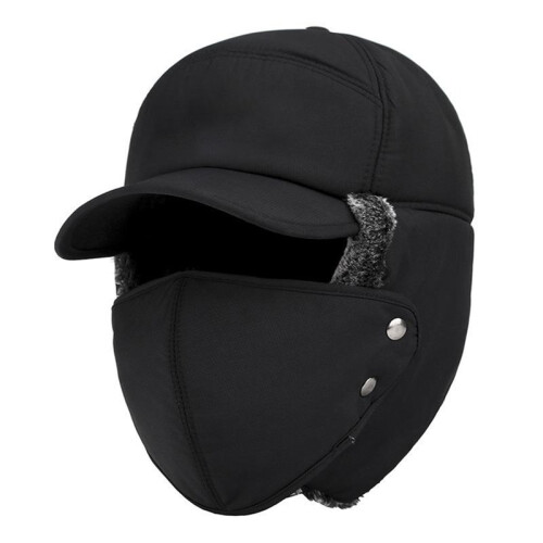 (Black) Winter Warm Hat - Lightweight, Adjustable, Full Face Cover