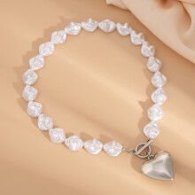 (White K, 01) Heart Pendant Collarbone Necklace - Safe & Stylish