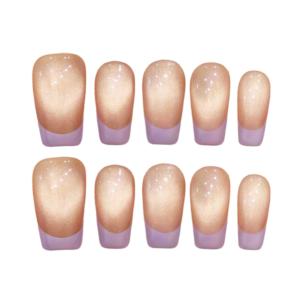 Dachuang Beauty (Short Ladder) Mauve Tip Fake Nails - Zero Pressure, Resin Material
