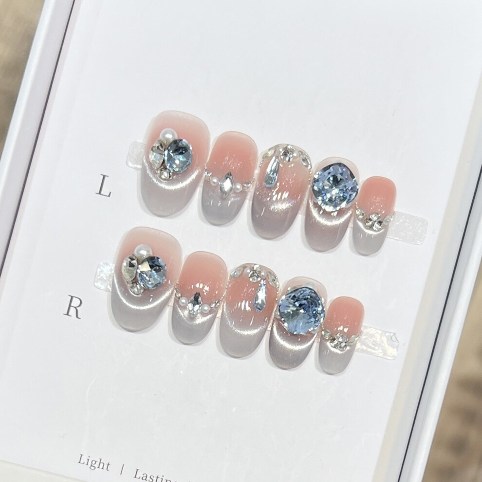 Dachuang Beauty (S) 10Pcs French Cat Eye Press-On Nails