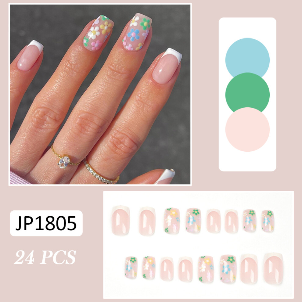 Dachuang Beauty (Standard) Fake Nails For Women, French Matte Square Tip