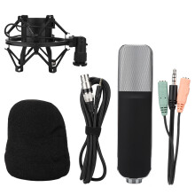Live streaming microfoon met schokdemper, popfilter, cardioïde richtingskarakteristiek, condensatormicrofoon, ultralage ruis, gebalanceerde