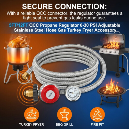 (12FT) 5/12 FT Propan-Regler 0-30 PSI 1