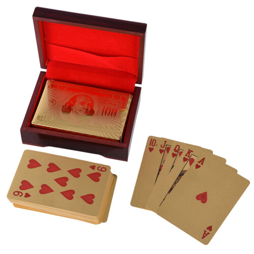 Πολυτελής τράπουλα με χρυσό αλουμινόχαρτο, εξαιρετικής κατασκευής, αδιάβροχες 2