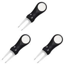 3St Zwart Plastic Handvat Divot Tool Golf Fork Trainer