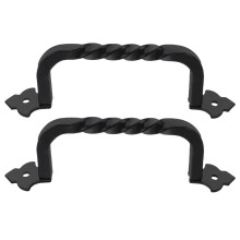 2Pcs Heavy Duty Barn Door Handles Black Metal Rustic Outdoor Pull Set