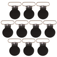 30Pcs Round Black Metal Pacifier Clips Sturdy Suspender Buckle Holders