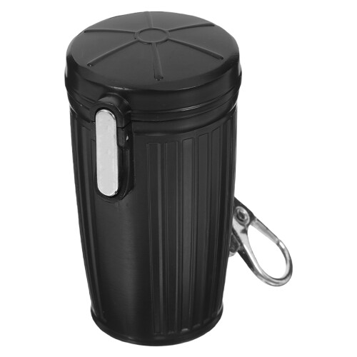 Cendrier De Poche Métal Noir Avec Couvercle Idéal