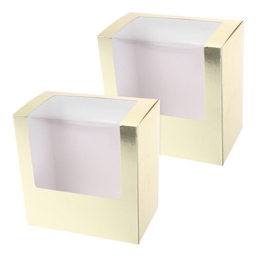 2Pcs Golden Hat Travel Case with Window Foldable Paper Hat Storage Box