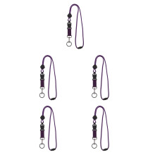 5St Paarse Polyester Lanyards Met Quick-Release En Badgehouder