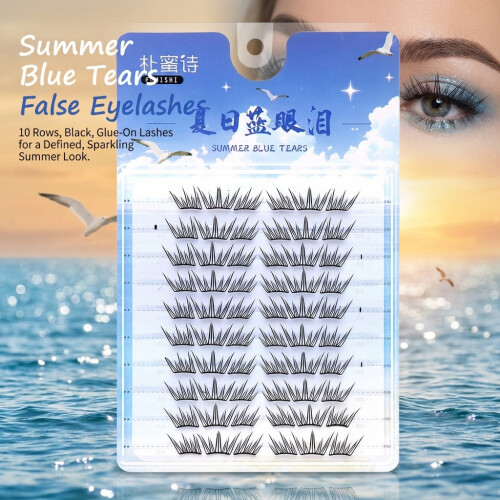 (10 Rows Glue Version) Blue Tears False Eyelashes - Lightweight & Invisible 1