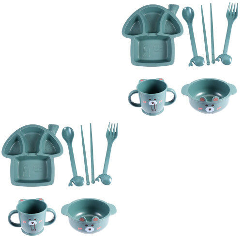 2Sets Child Compartment Bord Set PP Wolvezel Keukenbox 2