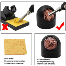 (Black (full set)) Solder Iron Tip Cleaner with Holder & Steel Ball Mesh