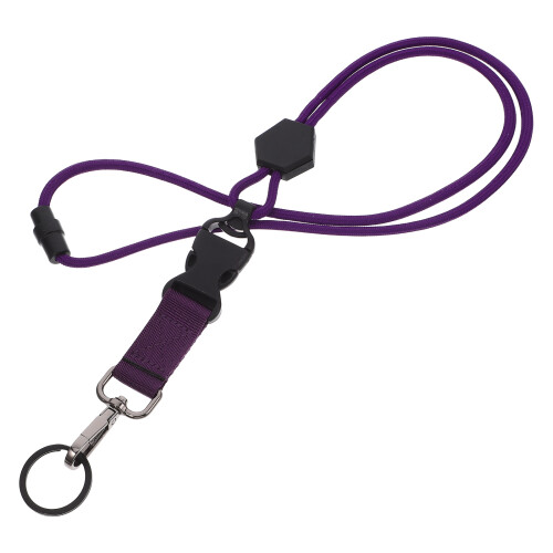 5St Paarse Polyester Lanyards Met Quick-Release En Badgehouder 1