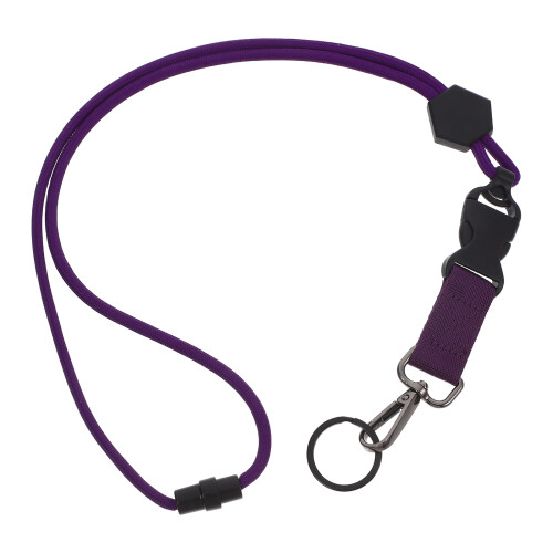 5St Paarse Polyester Lanyards Met Quick-Release En Badgehouder 2