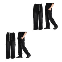2St Zwarte Jeans Cargo Broek Losse Rechte Pasvorm Met Grote