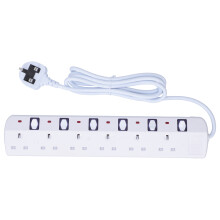Multi Plug Power Strip Metal Housing With Overload Protector And2Meter Extension Cord For Charging IOS Android Devices