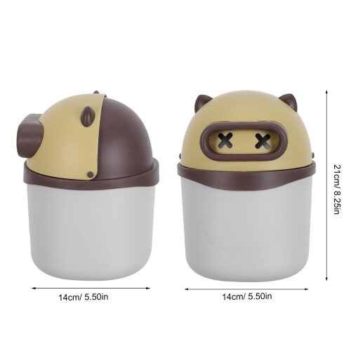 Plastic Mini Flip Lid Trash Bin Cute Bear Shape Desktop Waste Bin 2