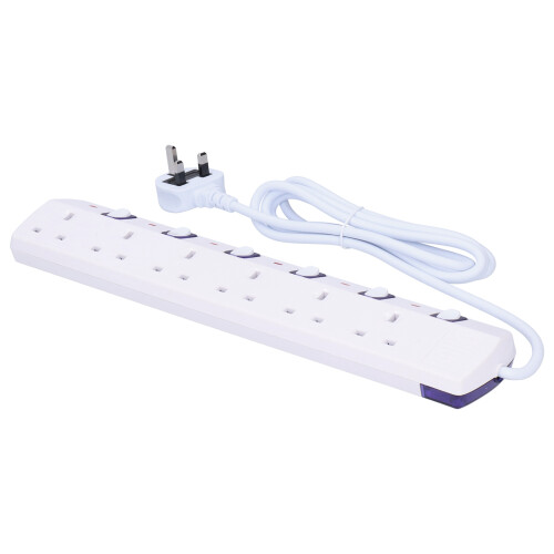 Multi Plug Power Strip Metal Housing With Overload Protector And2Meter Extension Cord For Charging IOS Android Devices 1