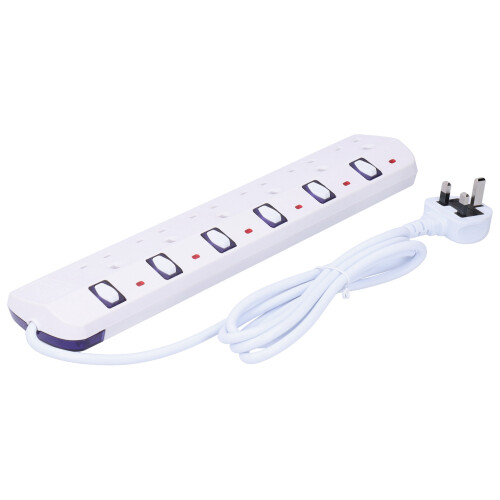 Multi Plug Power Strip Metal Housing With Overload Protector And2Meter Extension Cord For Charging IOS Android Devices 2