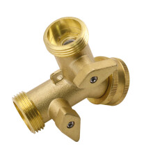 Hose Connector Splitter Brass2Way Y Style, High Water Pressure Resistance Corrosion Resistant Adjustable Flow Control Universal Fit Garden Water