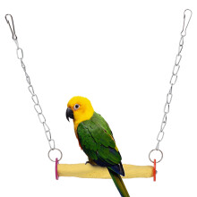 Bijtbestendige vogelschommel van natuurlijk hout, duurzaam kauwspeelgoed, hangend speelgoed voor papegaaienkooi, accessoire voor kleurrijke vogels,