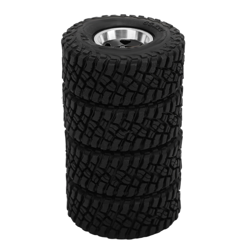 4Pcs Rc Crawler Tires With Alloy Rims For Scx24 1/24 1/18, Black 7641387524623
