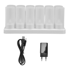 Bezpłomieniowe migoczące świece LED typu tealight, ładowalne, ciepłe białe światło, funkcja timera, ładowanie typu C, bateria o długiej