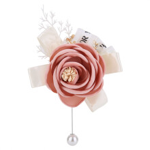 Elegant Wrist Corsage For Women, Handmade Rose Flower With Pearls And Bowknot, Stylish Wedding Accessory Ergonomically Designed Never Fades