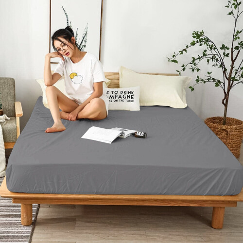 (King, Grey) 40cm Extra Deep Fitted Bed Sheet- Affordable Budget Friendly Fitted Sheet in all Sizes 2