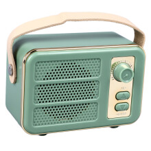 Altoparlante Bluetooth portatile retrò verde senza fili con batteria da 500mAh, subwoofer da auto e per outdoor
