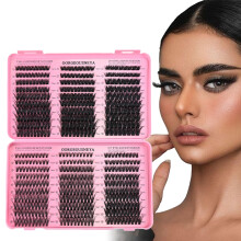 DIY Sectional Individual False Eyelashes 8-16mm Mixed Lengths with Hot Melt Technology for Natural Full Lash Extension L