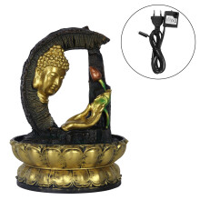 Relaxation Meditation Fountain with Rotating Crystal Ball, Compact Zen Indoor Fountain for Desk Decoration, Buddha Statue Zen Fountain for Peaceful