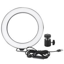 Universell telefonstativringlys med justerbar lysstyrke, 3 fargemoduser, USB-drevet LED-fyllingslys for direktestrømming av videosamtaler, dataskjerm