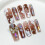 (S) 10 Ongles Faux Strass Dégradé Marron 6