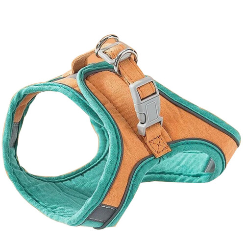 (Green Orange, M) Reflective Cat Harness & Leash Set, Adjustable 1