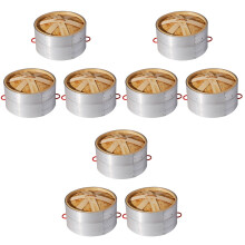 3Sets Bamboe Dubbele Handvat Steamer Voor Gestoomde Snacks En Groenten